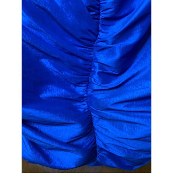 Area Stars Taffeta Ruched Off The Shoulder Long Sleeve Mini Dress Blue Size M - Picture 10 of 12